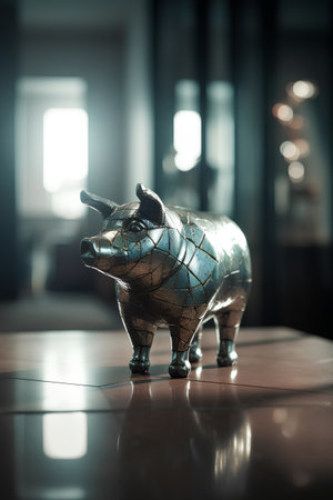 Piggy bank in the interior of the room. 3d renderingの素材