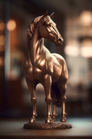 Bronze horse in the museum. 3d rendering, 3d illustration.の素材