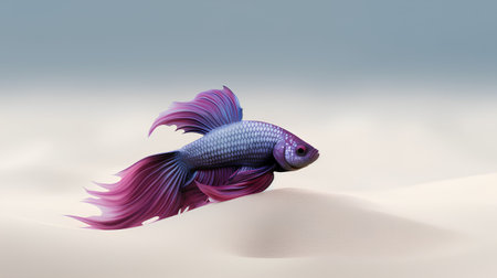 Siamese fighting fish in the sand on a white background.の素材