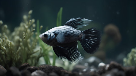 Siamese fighting fish (Betta splendens) in aquariumの素材