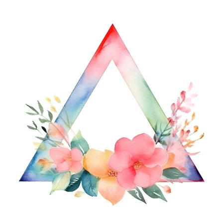 Watercolor floral frame isolated on white background. Hand drawn illustration.の素材