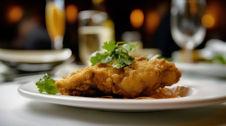 fried chicken on a table in a restaurant. tinting. selective focusの素材