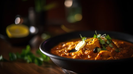Paneer Butter Masala in a bowl, selective focus.の素材