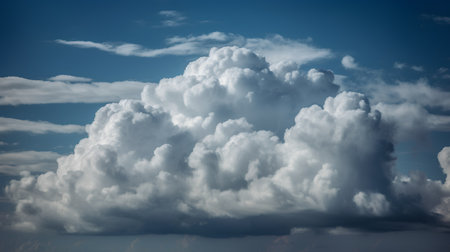 Cloudscape with blue sky and white fluffy clouds. 3d illustrationの素材