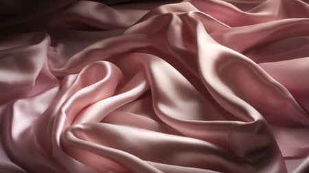 Closeup of rippled pink satin fabric as background textureの素材