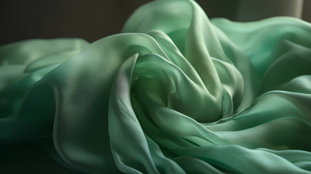 Photo for closeup of a green satin fabric, studio shot, background - Royalty Free Image