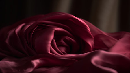 Red rose on a satin cloth, shallow depth of field.の素材
