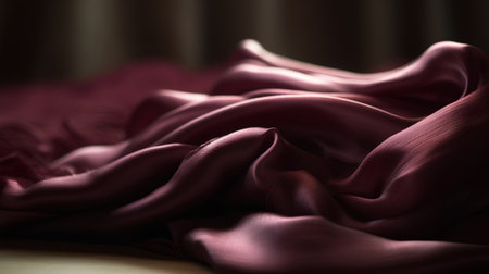 closeup of a crumpled piece of red satin fabricの素材