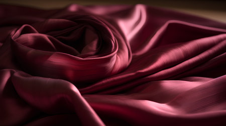 closeup of red satin fabric texture background with shallow dofの素材