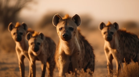 Spotted hyena - Crocuta crocuta in the sunsetの素材