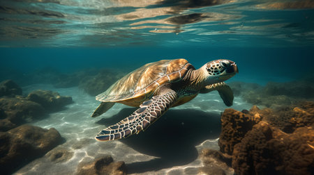 Hawaiian Green Sea Turtle (Chelonia mydas)の素材
