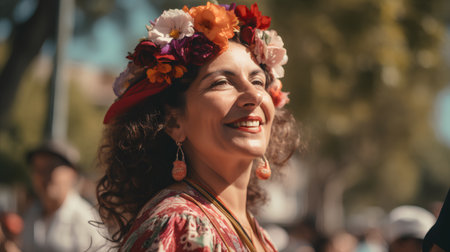 Participants in the annual carnival in Riga.の素材