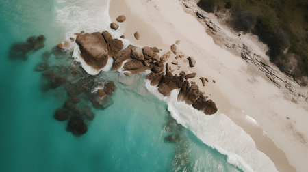 Aerial view of a rocky beach in Australia. Drone photography.の素材