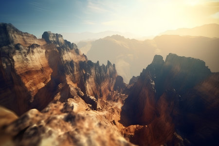 Beautiful landscape of the rocky mountains in the sunset. 3d renderingの素材