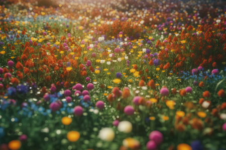 Colorful flowers in the meadow. Soft focus. Nature backgroundの素材