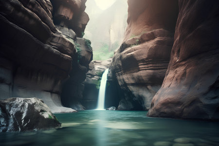 Waterfall in Zion National Park, Utah, United States of Americaの素材