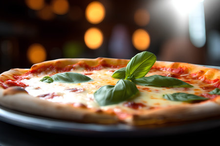Pizza margherita with mozzarella cheese, tomato and basilの素材
