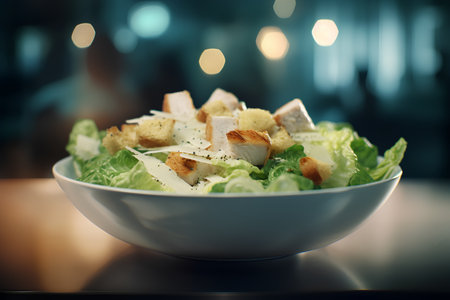 Fresh caesar salad with parmesan cheese and croutonsの素材