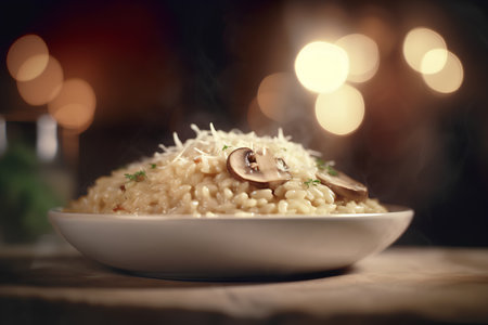 Risotto with champignon mushrooms and parmesan cheeseの素材