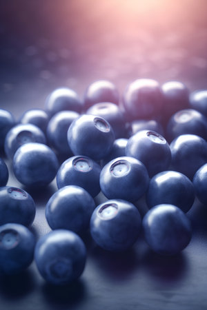 Blueberries on a dark background. Selective focus. Toned.の素材
