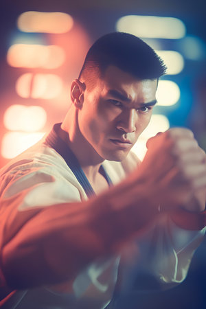 Portrait of a handsome asian man in sportswear.の素材