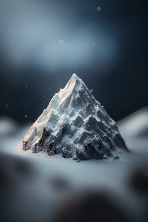 3D illustration of a frozen mountain in the winter. 3D renderingの素材