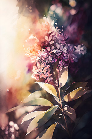 Beautiful lilac flowers in the garden. Floral background.の素材