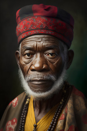 Portrait of an old Indian man with a white beard and mustache.の素材