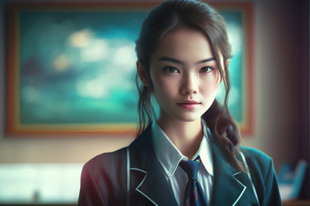Portrait of asian businesswoman standing in office. Business concept.の素材