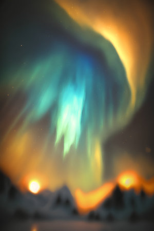 Northern lights, Aurora borealis, northern lights in the night sky.の素材