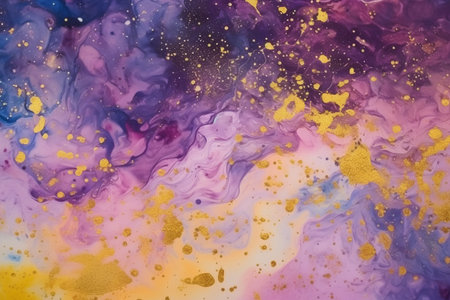 abstract background of acrylic paint in violet, pink and yellow colorsの素材