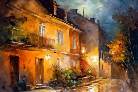 Street in the old town of Paris, France. Watercolor paintingの素材