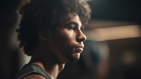 Portrait of a handsome young man with afro hairstyle.の素材