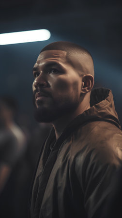 Portrait of a handsome african american man in a black jacketの素材