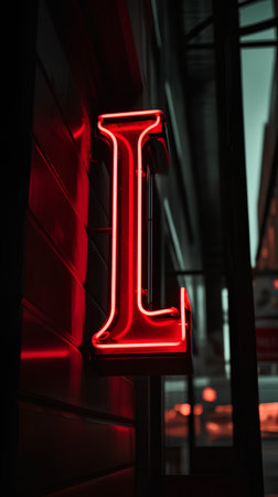 Neon letter I on a red brick wall. 3d renderingの素材