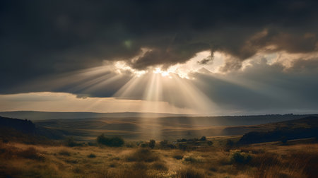 Majestic sunset in the mountains landscape. Dramatic sky. Ukraine, Europe. Beauty world.の素材