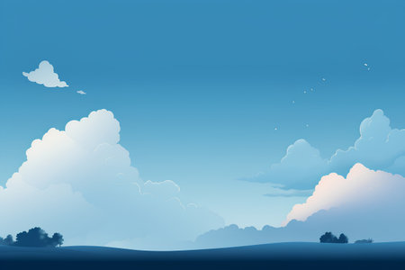 Nature background with blue sky and white clouds. Vector Illustration.の素材