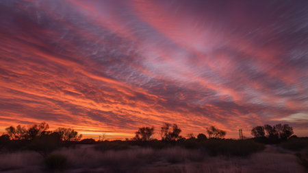 Sunset in the Australian Outback, with a beautiful sky.の素材