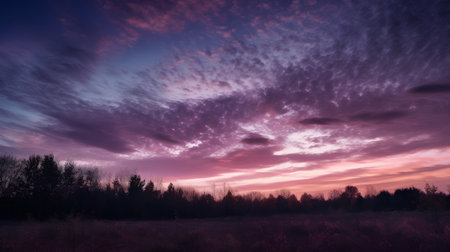 Fantastic sunset over the meadow. Dramatic sky.の素材