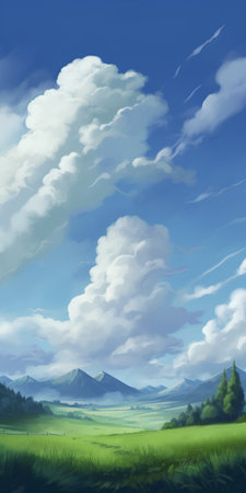 Beautiful landscape with mountains and meadow. Vector illustration. Eps 10の素材