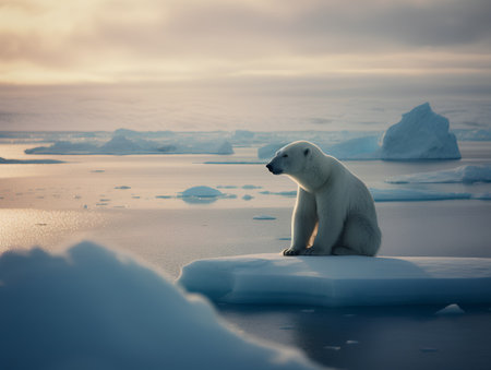 Polar bear on the pack ice, north of Svalbard Arctic Norwayの素材