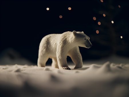 Polar bear (Ursus maritimus) walking in the snowの素材