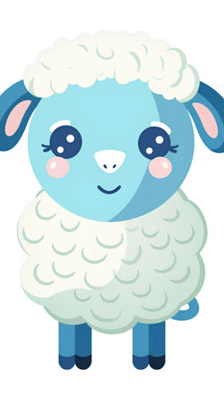 Cute cartoon sheep. Vector illustration of a cute funny sheep.の素材