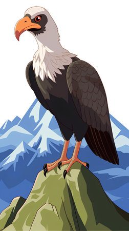 Eagle on the rock. Vector illustration in a flat style.の素材