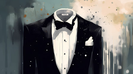 Gentleman's tuxedo on grunge background. Vector illustration.の素材