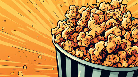 Popcorn pop art vector illustration. Pop art comic book style.の素材
