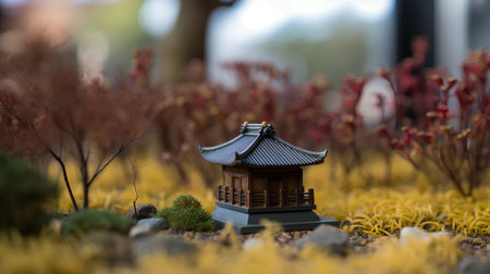 Miniature of japanese house in the garden. Selective focus.の素材