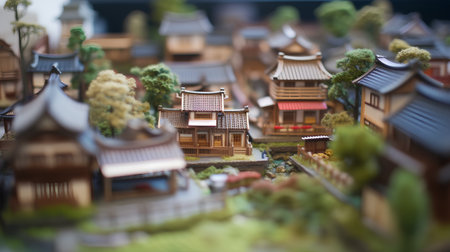 Miniature city. Miniature model of a small Chinese town.の素材
