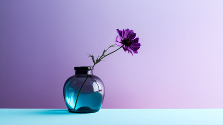 purple flower in a vase on a blue-purple background