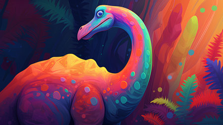 Flamingo in the jungle. Vector illustration of a prehistoric animal.の素材